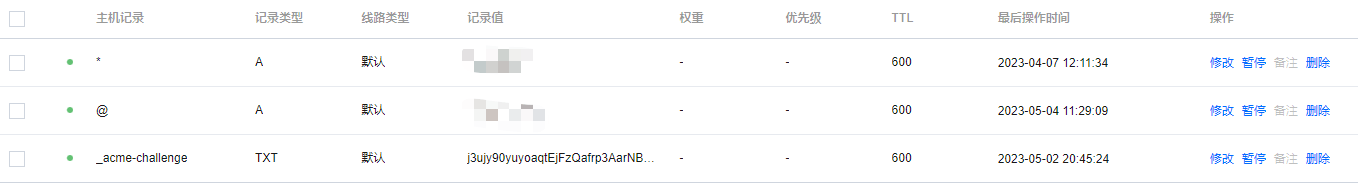 使用Let's Encrypt申请免费通配符证书，添加DNS解析记录，完成DNS验证