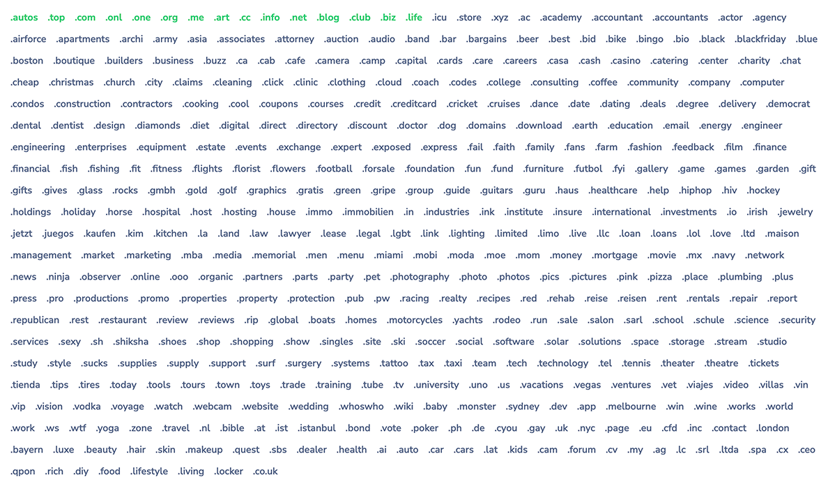 全球域名注册，最全的域名后缀选择